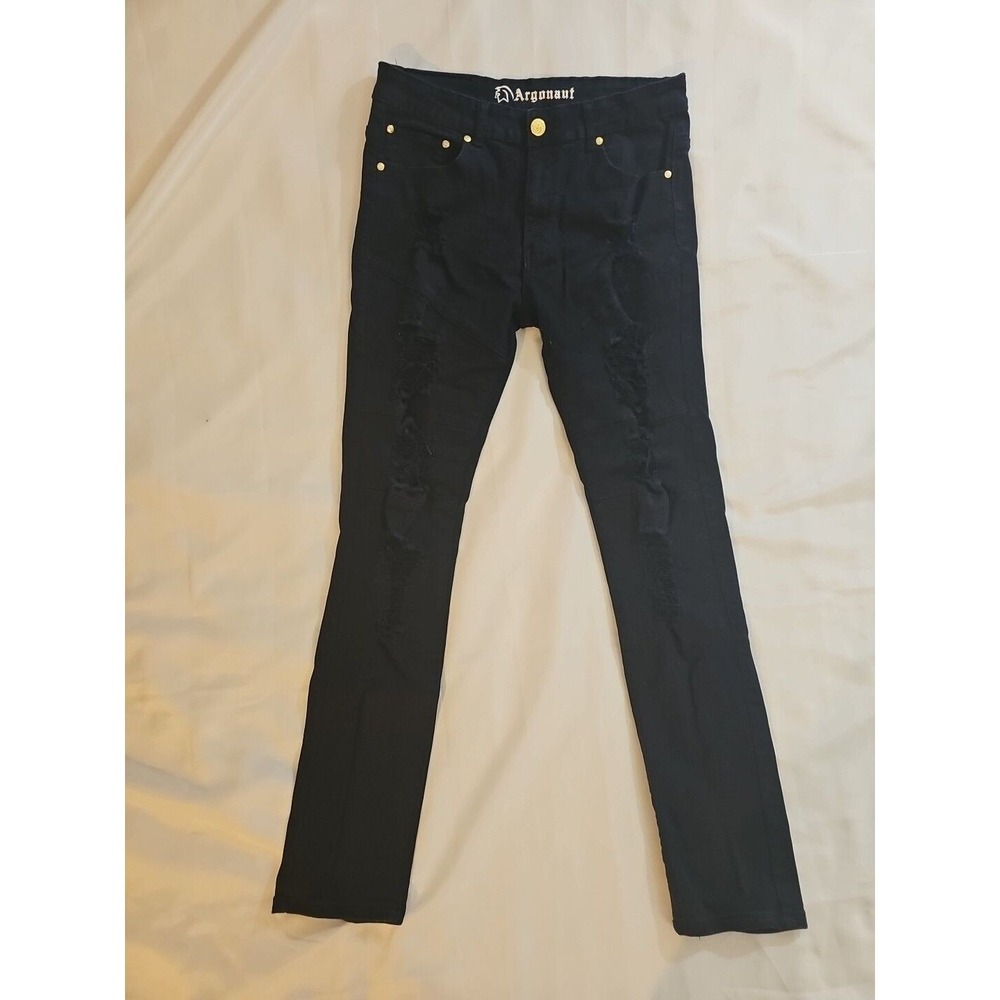 Argonaut Mens Black Ripped Ultra Slim Jeans 34 X‎ 34